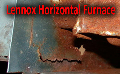 Old rusty cracked firebox on a Lennox furnace, gas heating for home. Home cooling systems and central heating system problems are a thing of the past along with the best central air conditioning prices.