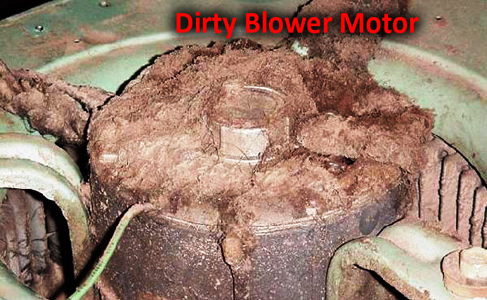 Sunset Beach heating and air conditioning. Dirty blower motor discovered during a furnace tune up